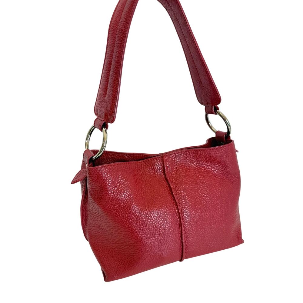 Furla Red Leather Slouchy Small Demi Shoulder Bag with Rings Made in Italy